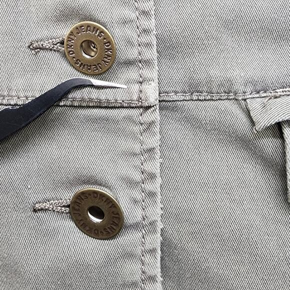 DKNY Petites Jacket Womens L Army Green Military Utility Button Front Grunge Y2K - Picture 3 of 13